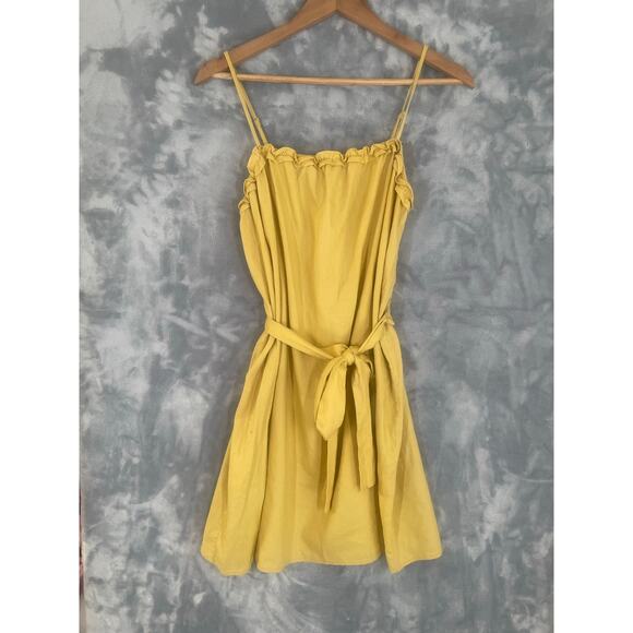 NWT Banana Republic Linen Dress Yellow M Casual Minimalist Beach Coastal Preppy - Picture 7 of 12